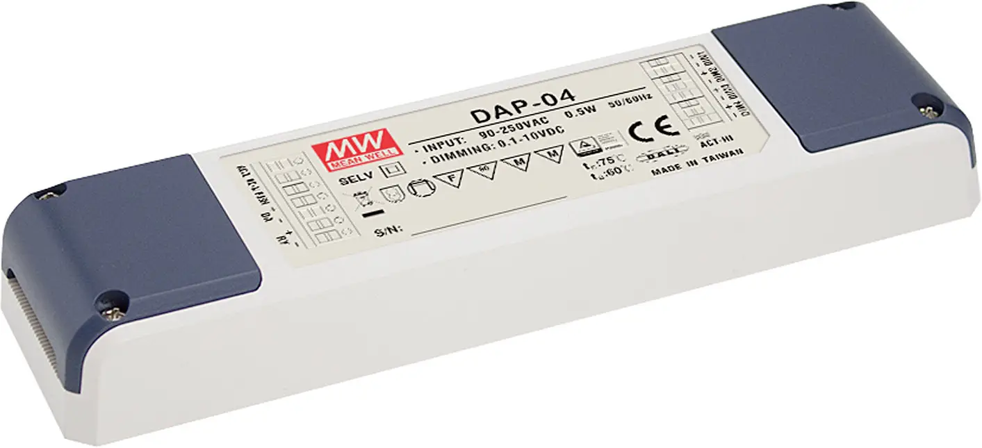 Драйвер для світлодіодів Dali MEAN WELL DAP-04-S01, встановлення у вибухонебезпечних зонах, можливість використання в меблях, 1 шт