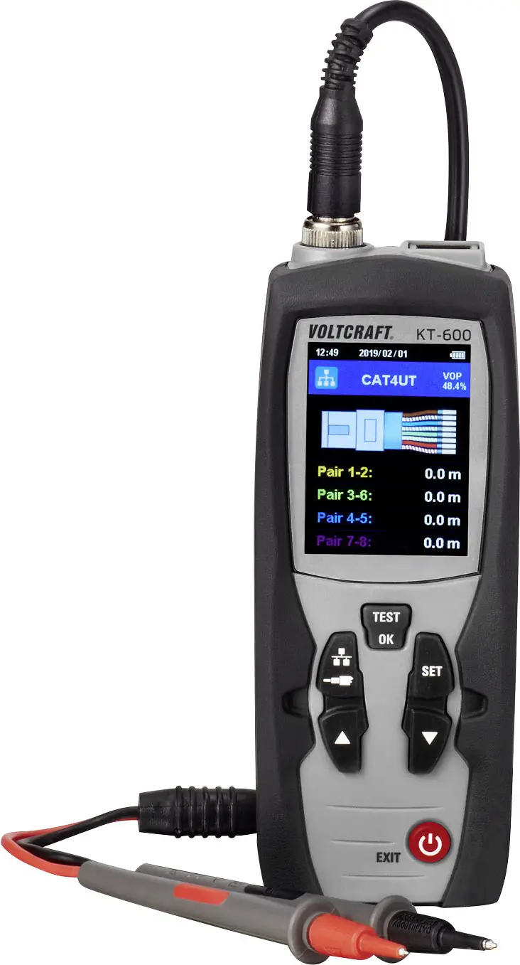 Кабельный тестер VOLTCRAFT KT-600 VC-9199620, для определения места обрыва