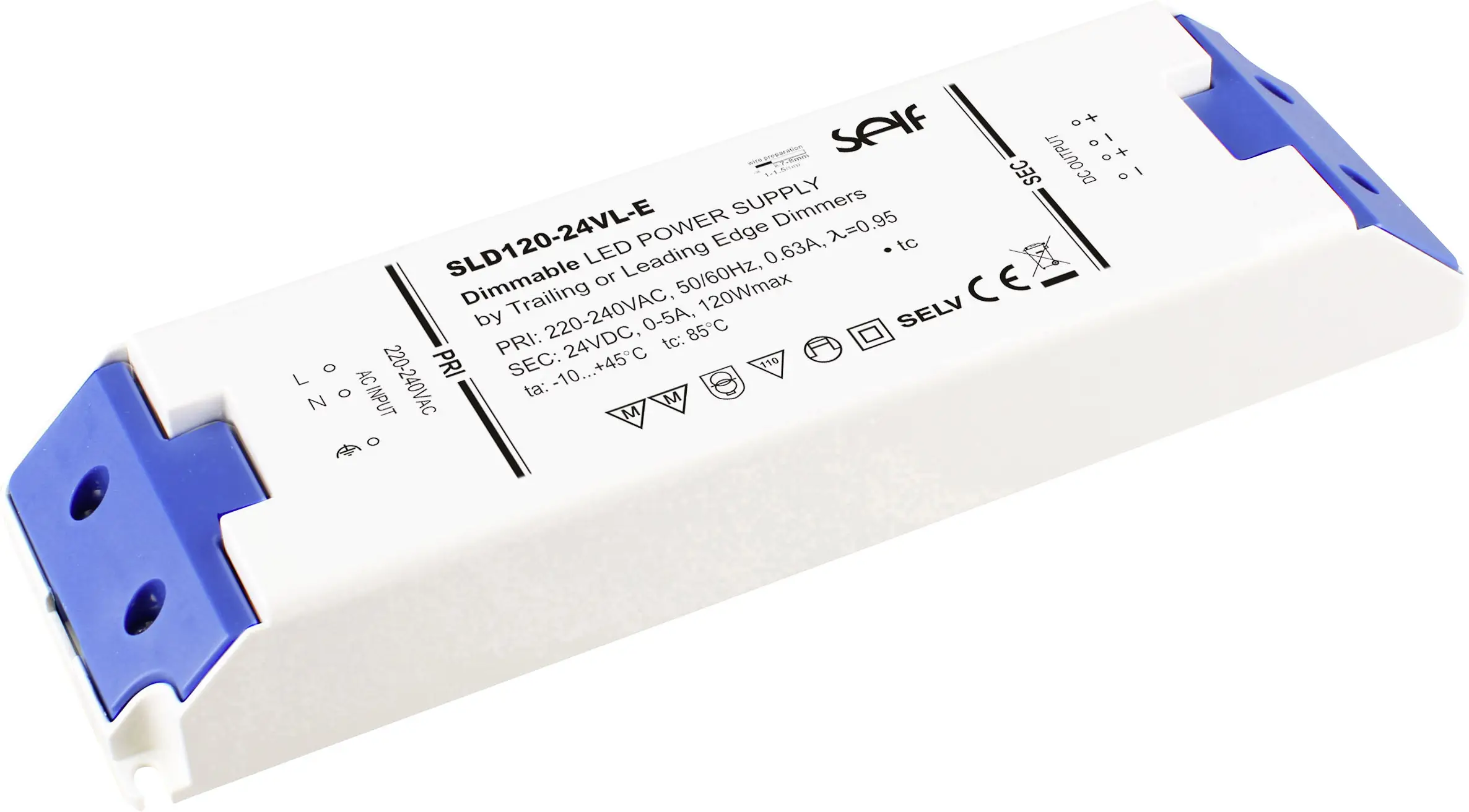 Драйвер для світлодіодів Self Electronics SLT75-24VL-E постійної напруги 75 Вт 3,1 A 24 В постійного струму, встановлення у вибухо