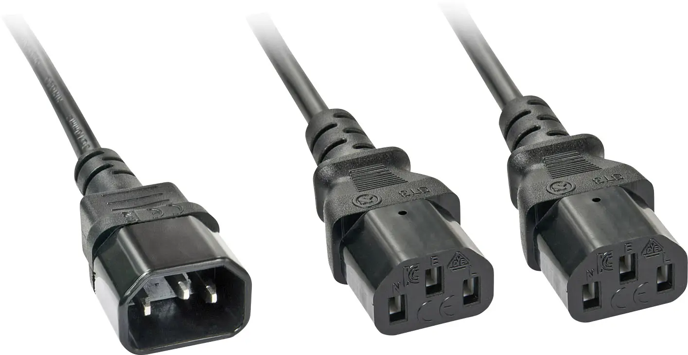 Кабель LINDY Connector LINDY 2m IEC C14 to 2x IEC C13 Y-Netzka 30039, 2.00 m, 1 шт.