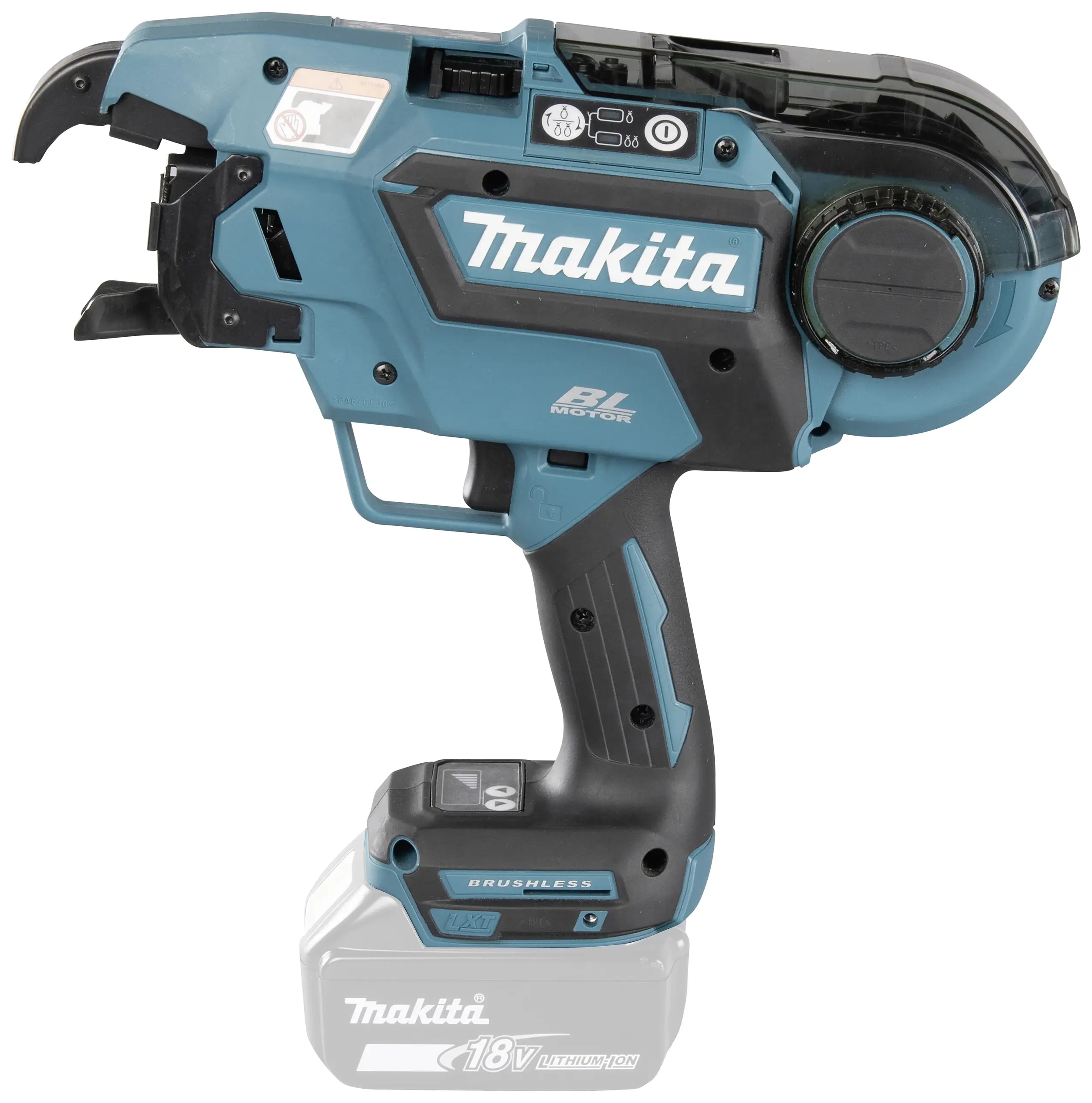 Аккумуляторный инструмент для обвязки арматуры Makita DTR180ZJ, 18 В, литий-ионный, без аккумулятора и зарядного устройства.