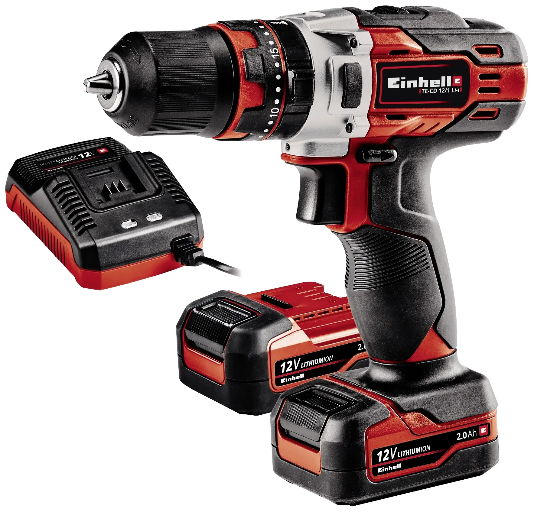 Акумуляторний ударний шурупокрут Einhell TE-CD 12/1 Li-i (2x2.0Ah) з 2 швидкостями, включаючи 2 батареї