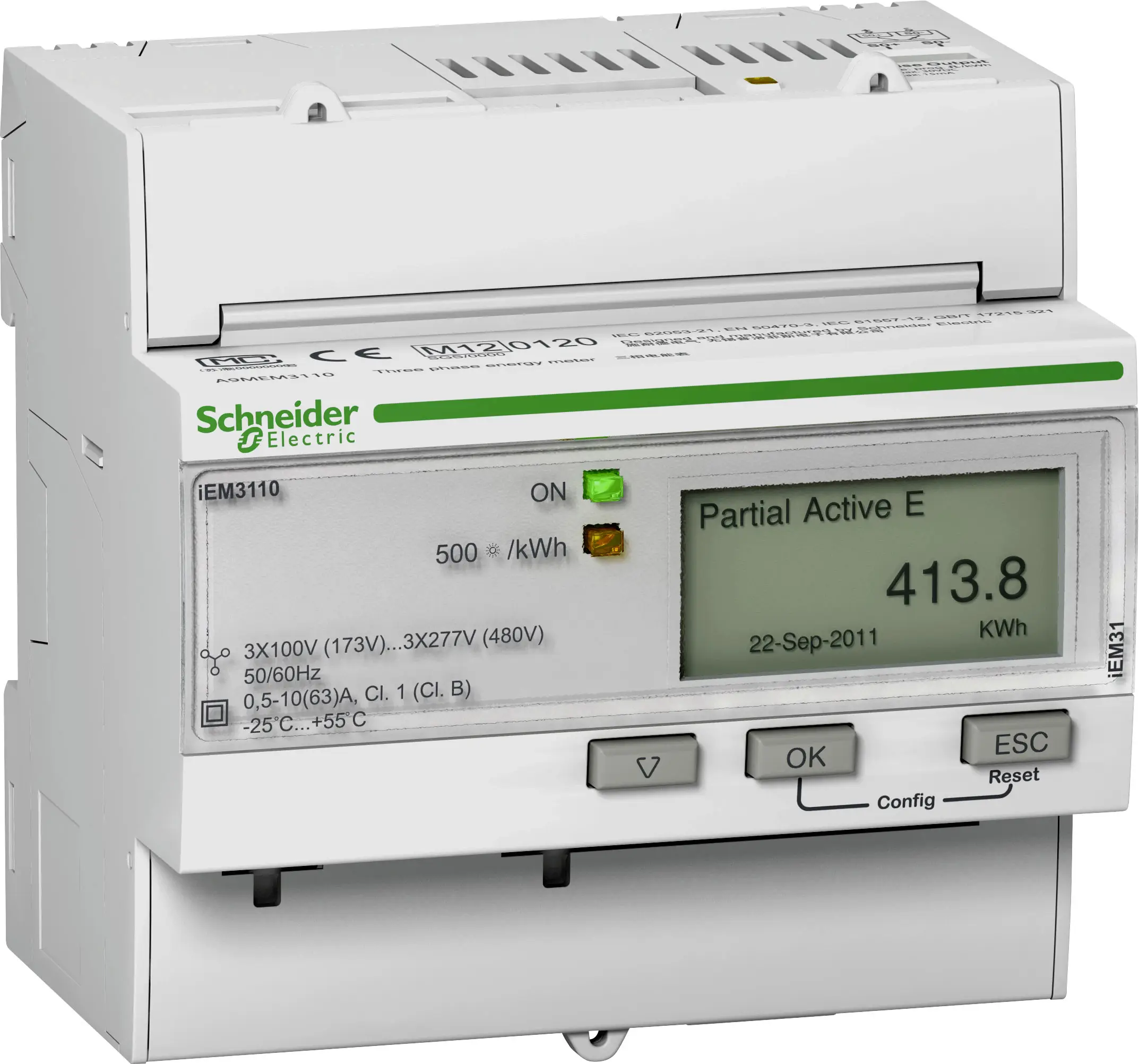 Schneider Electric A9MEM3110 A9MEM3110 Цифровий вимірювач струму E 63 A Сертифікація MID: так 1 шт.