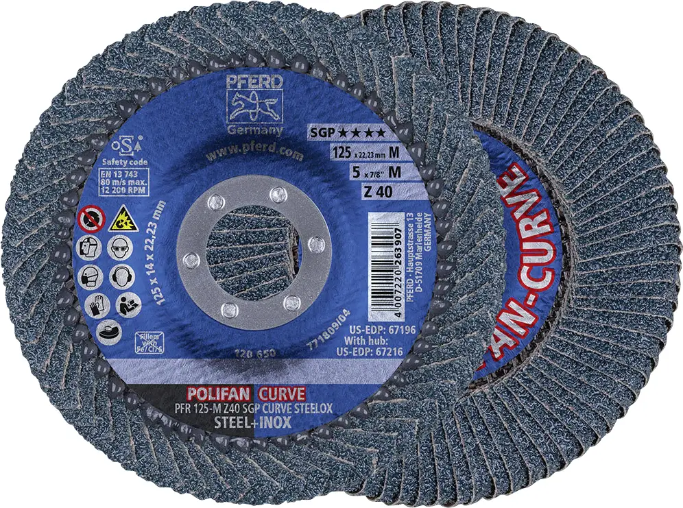 PFERD TOOLS 67689052 Пелюстковий шліфувальний круг Z Sgp Curve Steelox Діаметр 125 мм Діаметр отвору 22,23 мм Зернистість 40 10 шт