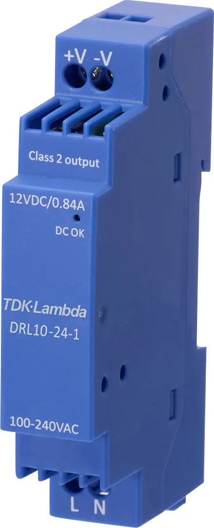 Блок питания TDK-Lambda DRL10-12-1 для DIN-рейки, 12 В, 0,84 А, 10,08 Вт. Описание: 1 шт.