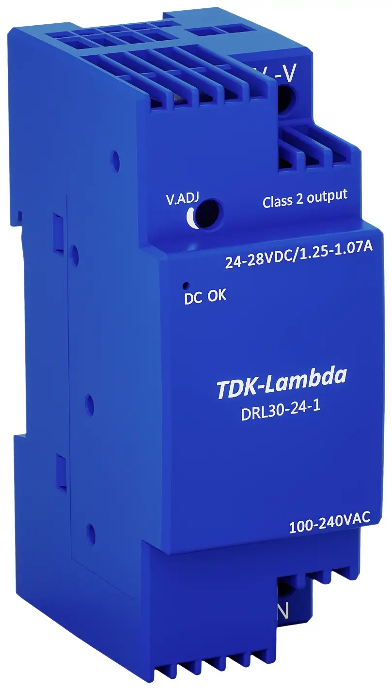 Блок питания TDK-Lambda DRL30-24-1 для DIN-рейки, 24 В, 1,25 А, 30 Вт. Описание: 1 шт.