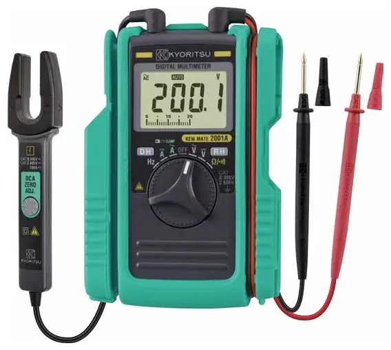 Мультиметр Kyoritsu KEW Mate 2001 A, цифрові струмові кліщі CAT II 600 В, CAT III 300 В. Кількість відображень: 3400.