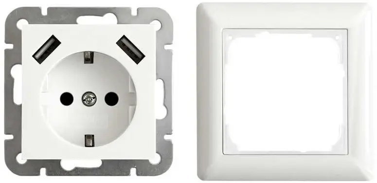 LEDmaxx 106648 1 x Розетка скрытого монтажа с USB, замок для безопасности детей, белый