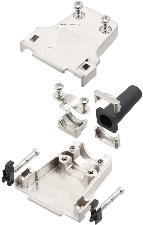 Корпус разъема D-SUB encitech DTZF15-RGL-K 7960-0207-02. Количество контактов: 15. Литой цинк, угол поворота 180°. Металл. 1 шт.