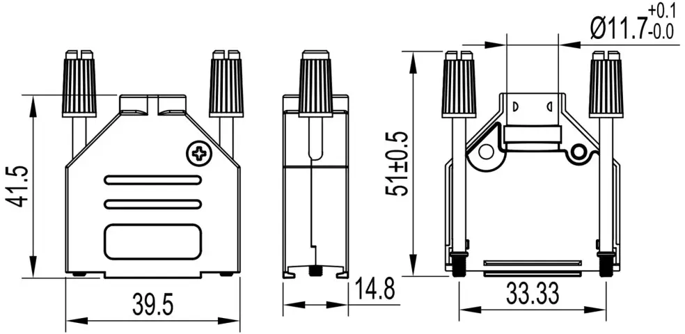 Корпус роз'єму D-SUB encitech DTZK15-PCLG-K 6560-6105-02 Кількість контактів: 15 цинковий, литий під тиском, метал 180° 1 шт.