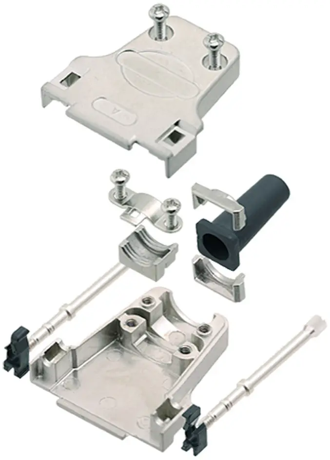 Корпус разъема D-SUB encitech DTZF09-RG-LJS-M3-K 7960-5209-01. Количество контактов: 9. Литой цинк, угол поворота 180°. Металл. 1