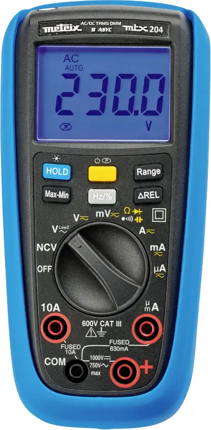 Цифровий мультиметр Metrix MTX 204 з графічним дисплеєм, CAT III 600 В, кількість відображаних чисел: 6000