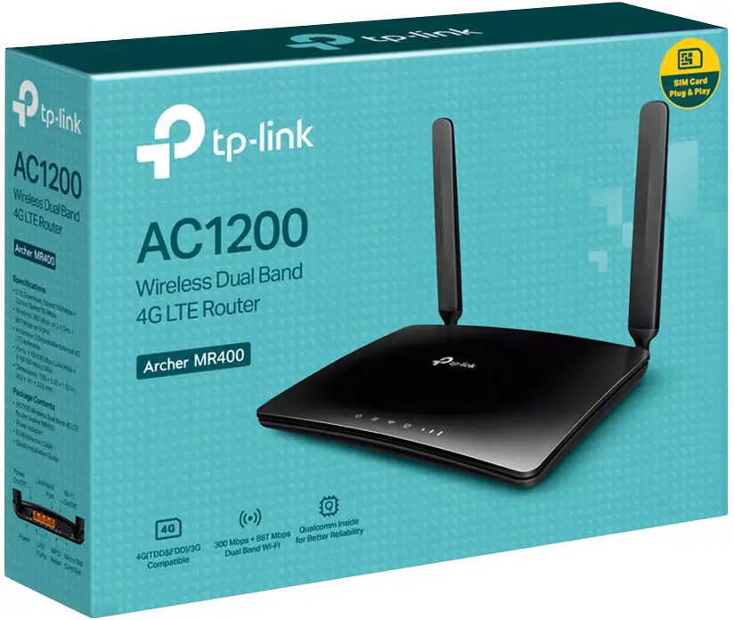 WiFi-роутер TP-LINK Archer MR400 Встроенный модем: LTE 2,4 ГГц, 5 ГГц