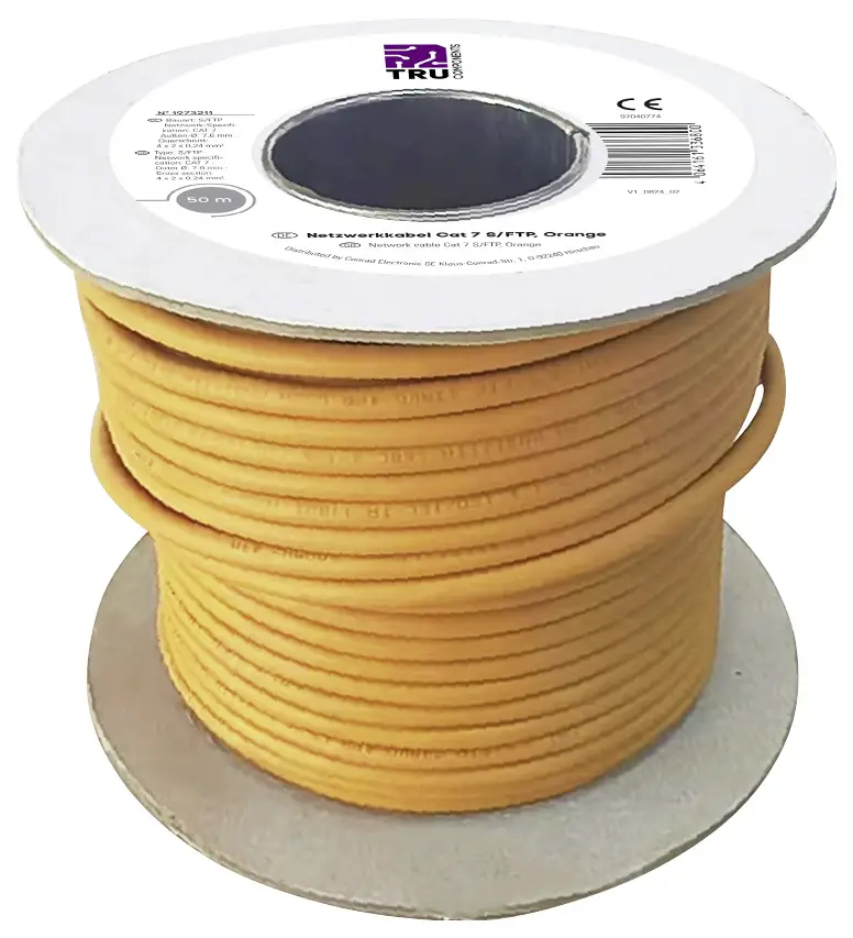 Сетевой кабель TRU COMPONENTS CAT 6a S/FTP 4 x 2 x 0,24 мм², оранжевый, 50 м