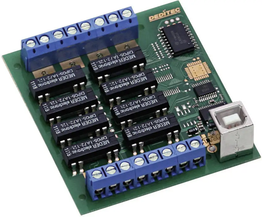 Компактний цифровий інтерфейс Deditec USB-RELAIS-8_A, 8 релейних виходів, гвинтові клеми