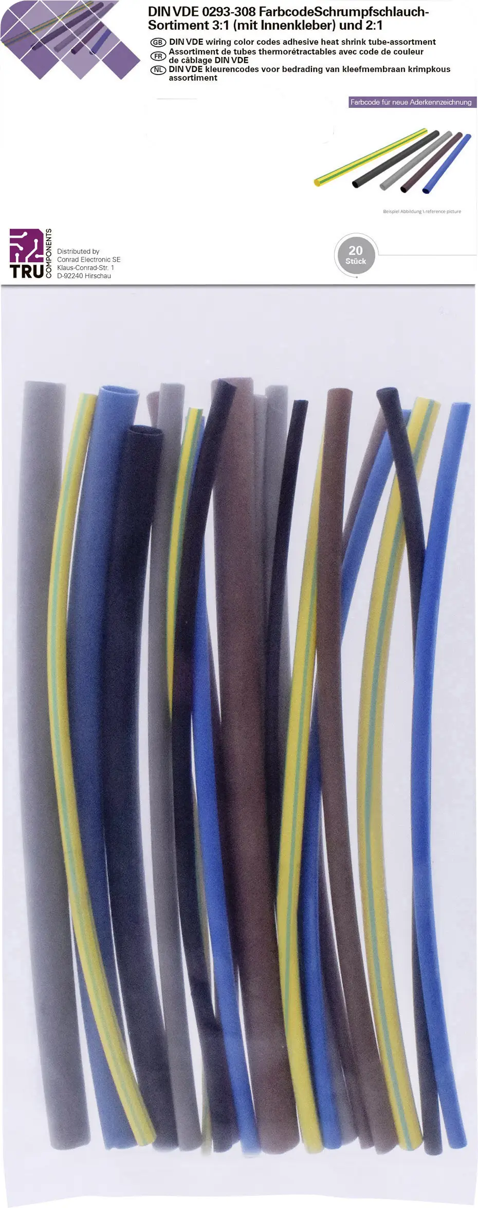 Комплект термоусадочных трубок TRU COMPONENTS T1902CA044, 20 штук.