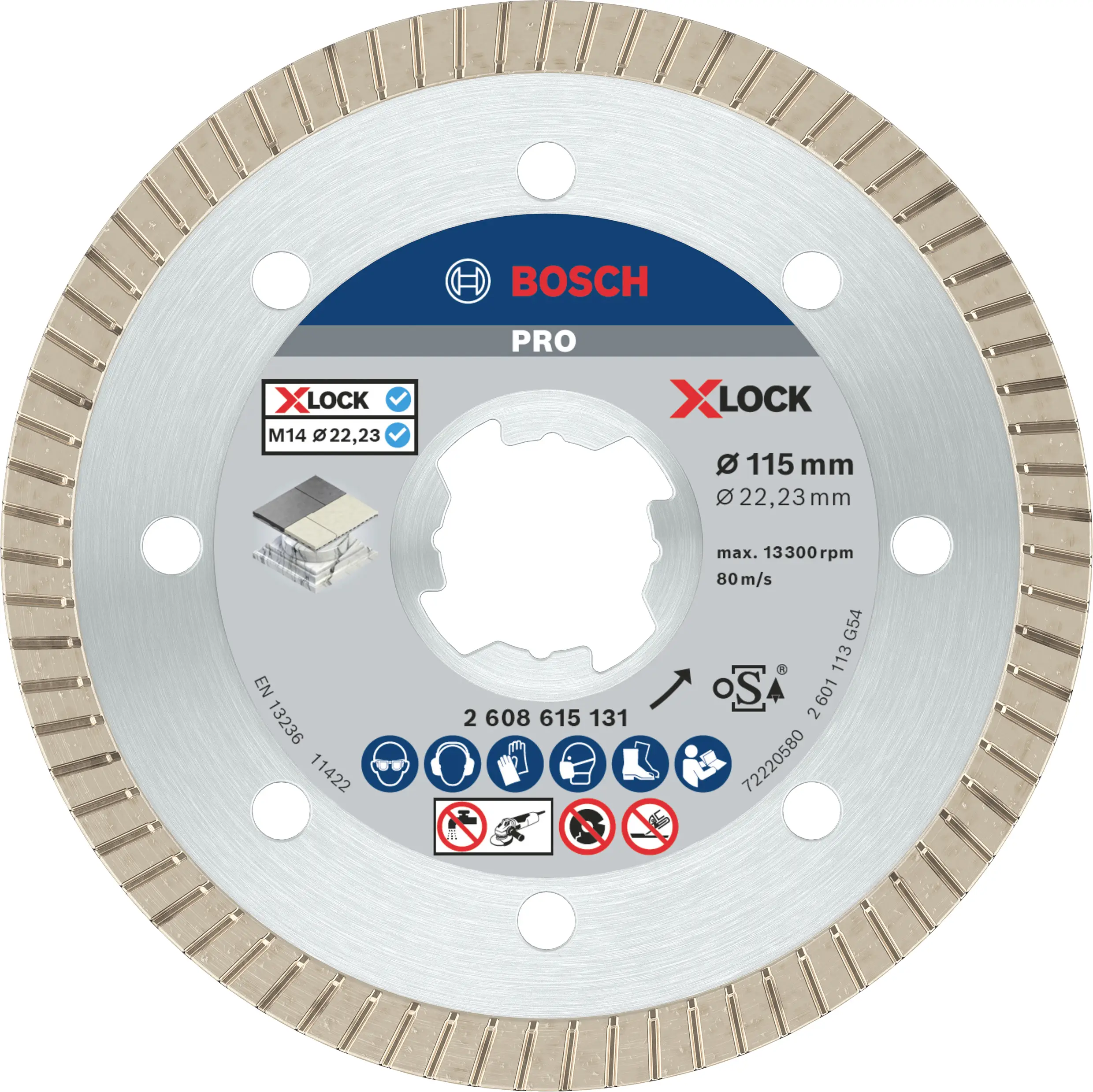 Аксесуари Bosch 2608615131 Алмазний відрізний диск Bosch Power Tools Діаметр 115 мм Діаметр отвору 22,23 мм Порцеляна 1 шт.