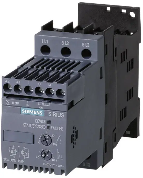 Плавний пуск Siemens 3RW3014-1BB14 110-230 В/змінного струму, для двигунів 230/400 В, 1,5/3,0 кВт