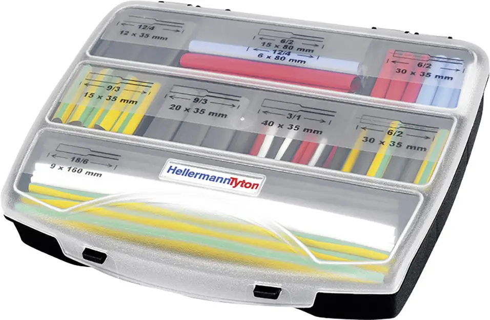 Універсальна термоусадочна трубка HellermannTyton 380-03005 ShrinKit 321 Basic-PO-X-MIX без клею, 3:1, 177 деталей