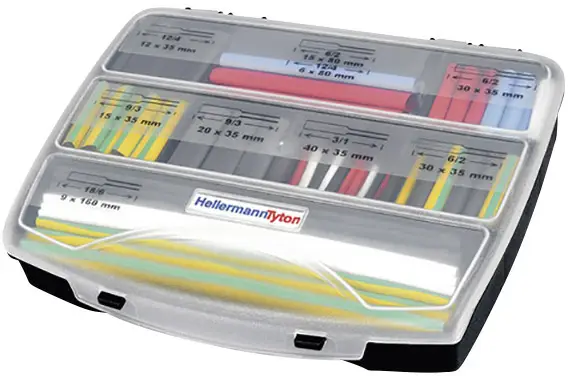 Універсальна термоусадочна трубка HellermannTyton 380-03005 ShrinKit 321 Basic-PO-X-MIX без клею, 3:1, 177 деталей