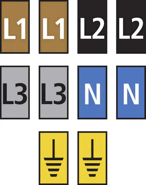 Кабельный маркер HellermannTyton WIC2-L1,L2,L3,N,Earth-PA66-MIX 561-02300, 200 шт.