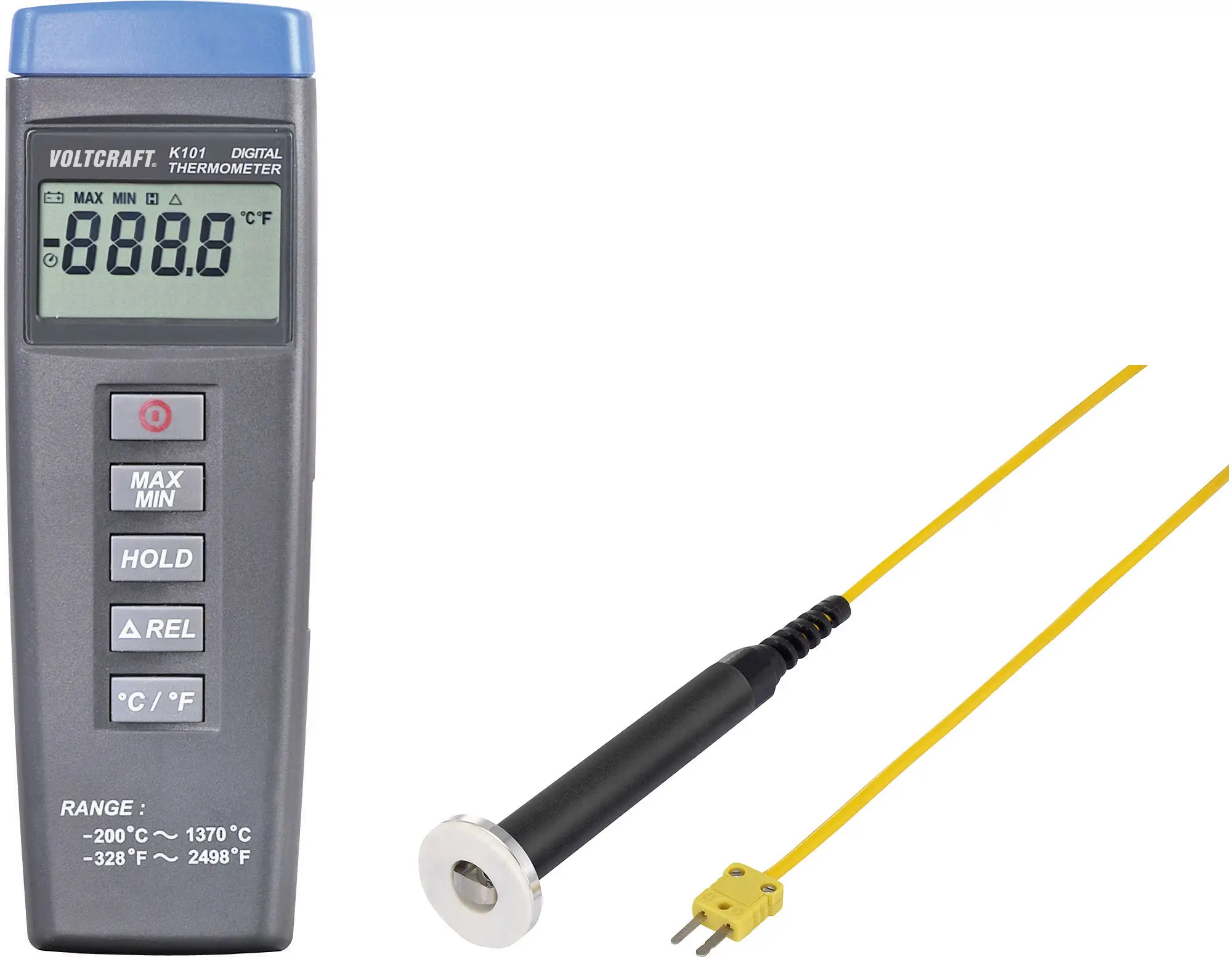 Термометр типу K VOLTCRAFT K101 + TP 302 VC-10503985, -200 - +1370 °C