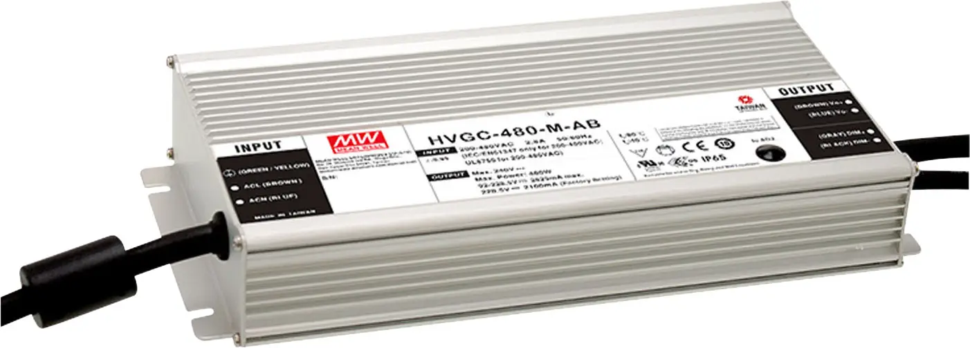 Светодиодный драйвер постоянной мощности MEAN WELL HVGC-480-M-AB 480 Вт 1050 - 2625 мА 92 - 228,5 В постоянного тока с регулировко