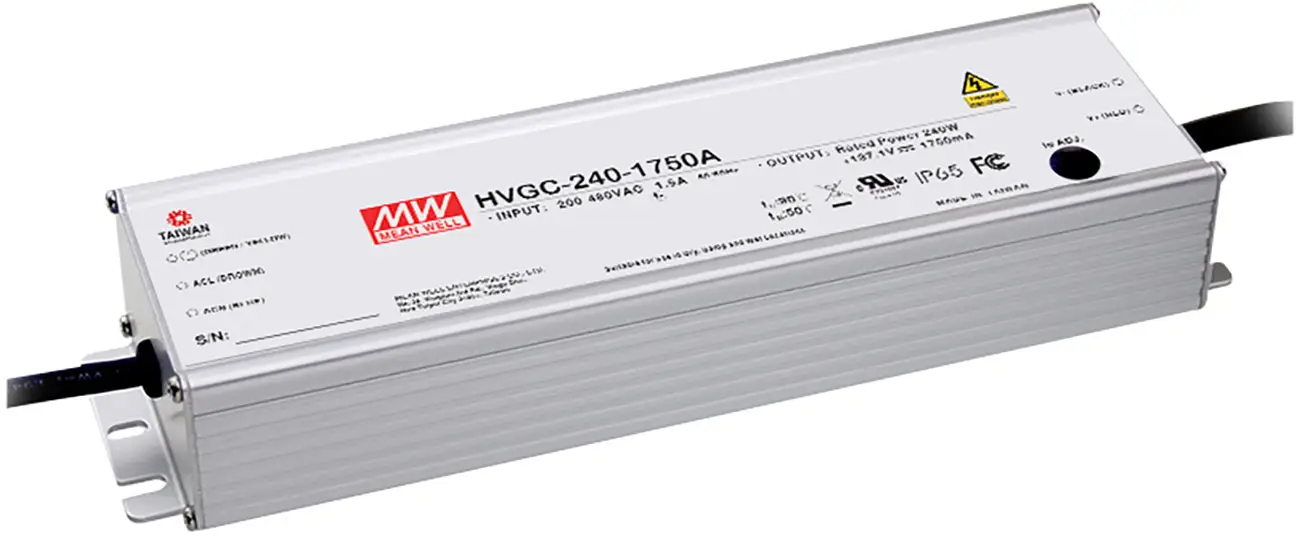 Светодиодный драйвер MEAN WELL HVGC-240-3500AB, постоянный ток 240,1 Вт, 1750–3500 мА, 34,3–68,6 В постоянного тока, регулируемый,