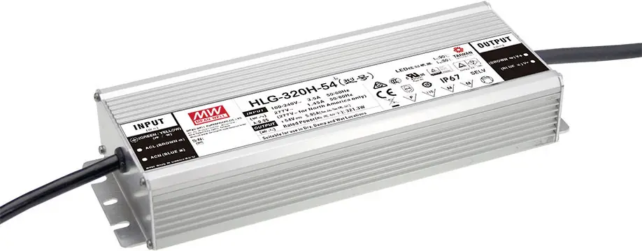 Драйвер для світлодіодів MEAN WELL HLG-320H-24AB із постійною напругою 320,16 Вт 6,67 - 13,34 A 21 - 26 В/DC, функція дімування 3-