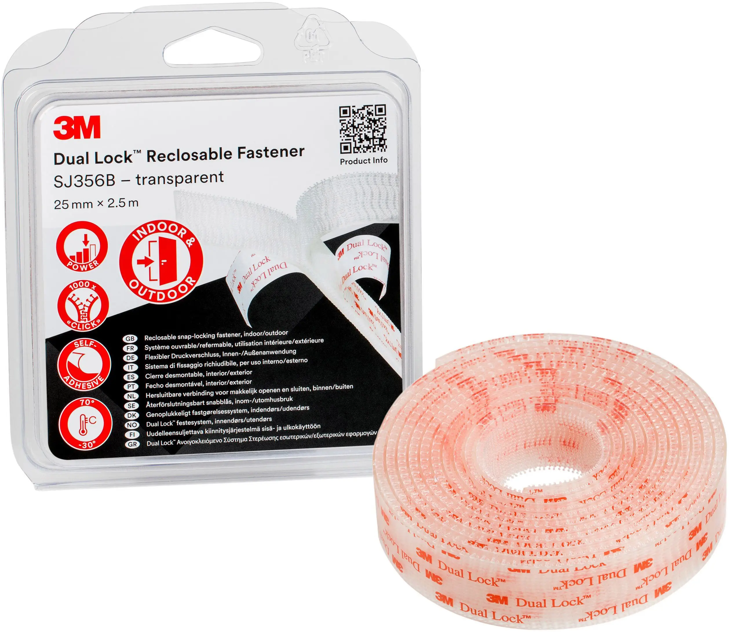 Стрічка-липучка 3M Dual Lock SJ3560/IPS, (Д x Ш) 2,5 м x 25 мм, 1 шт.