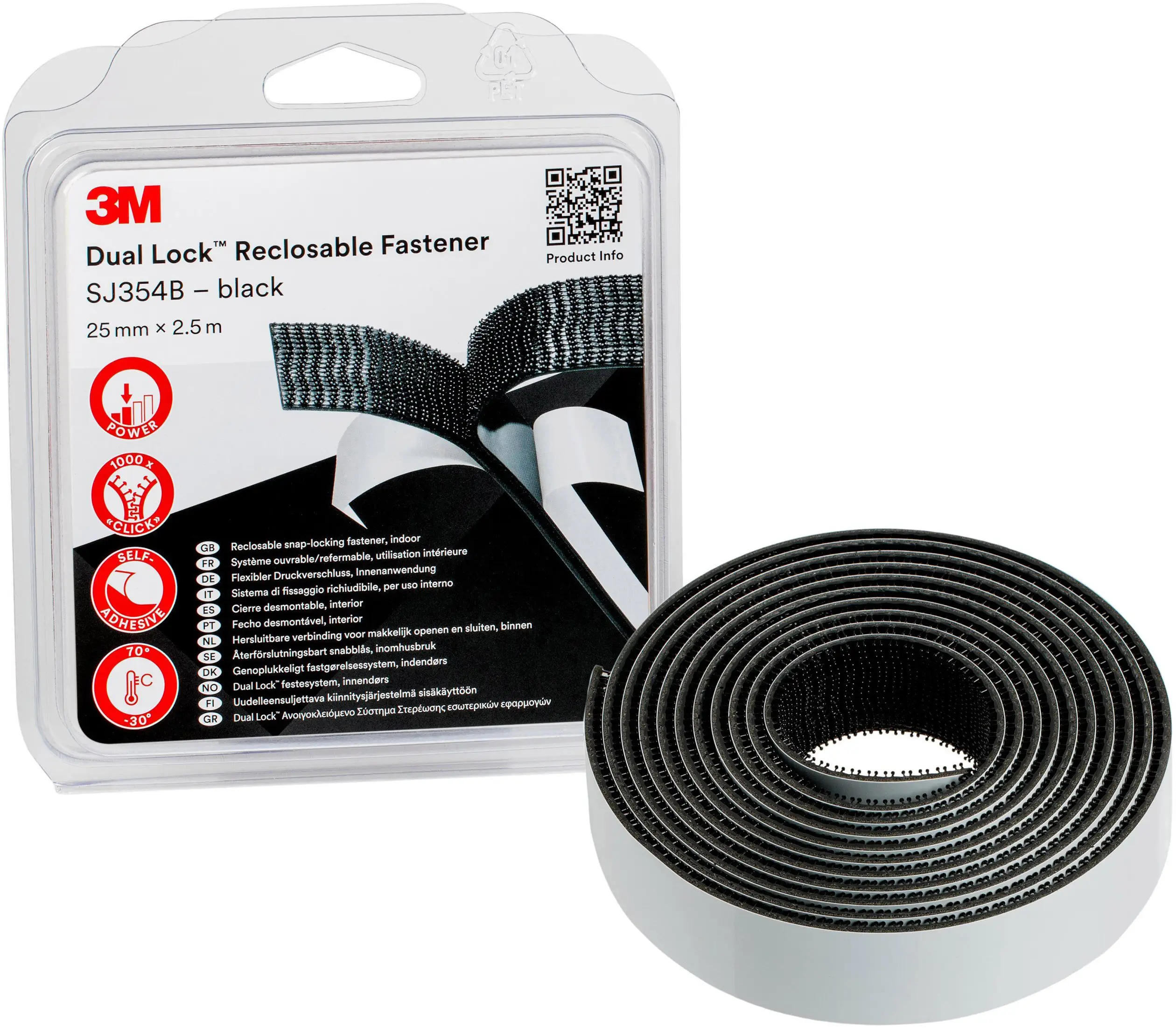 Стрічка-липучка 3M Dual Lock SJ3540/IPS, (Д x Ш) 2,5 м x 25 мм, 1 шт.