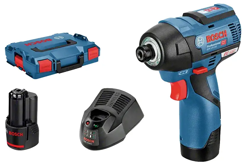 Аккумуляторный ударный шуруповерт Bosch Professional GDR 12V-110 06019E0005, 110 Нм, 12 В. Количество входящих в комплект аккумуля