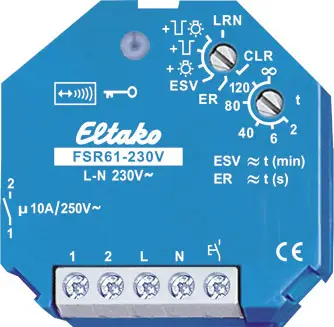 Беспроводной привод FSR61-230V Eltako для скрытого монтажа Максимальная коммутируемая мощность 2000 Вт Максимальная дальность 30 м