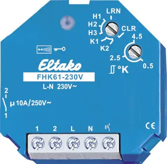 Беспроводной актуатор скрытого монтажа FHK61-230V Eltako Максимальная коммутируемая мощность 2500 Вт Максимальная дальность 30 м