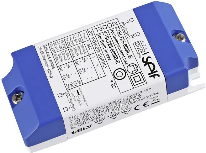 Светодиодный драйвер Self Electronics SLT25-600IL-E Постоянный ток 25 Вт 250 - 600 мА 27 - 42 В/DC без регулировки яркости, Устано
