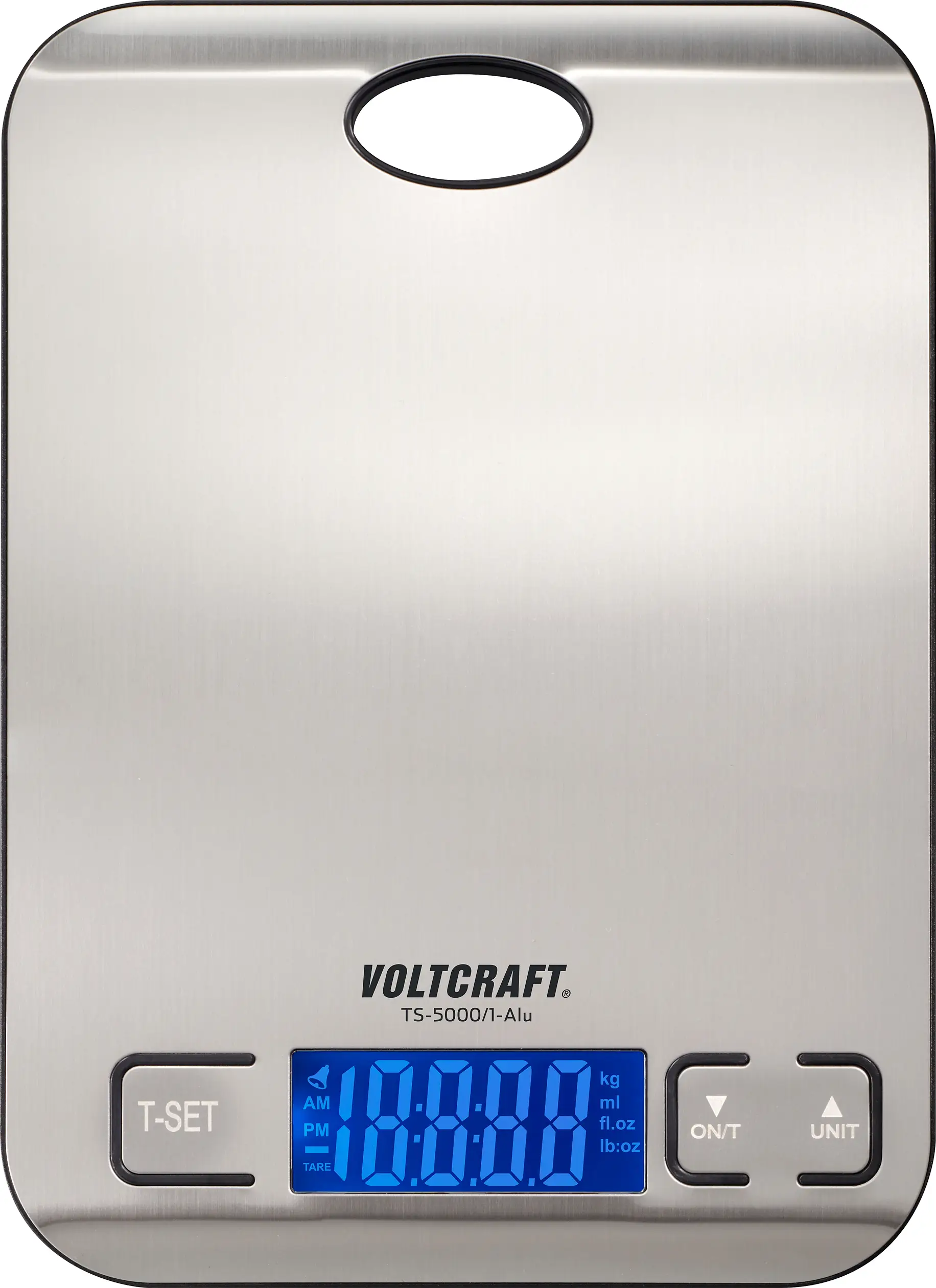 Буквенные весы VOLTCRAFT TS-5000/1-Alu, диапазон измерения макс. 5 кг, цена деления 1 г, питание от батареи