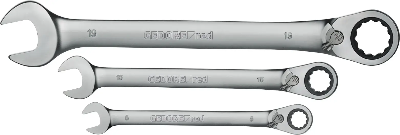 Набор кольцевых ключей Gedore RED 3300873 R07205012, 12 шт. Размеры ключей (метрические) (только для заголовка): 07 - 19 мм
