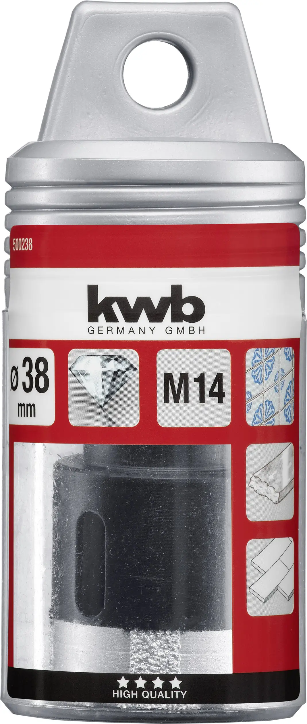 Сверло для керамики kwb 500238, 38 мм, общая длина 38 мм, M14, 1 шт.