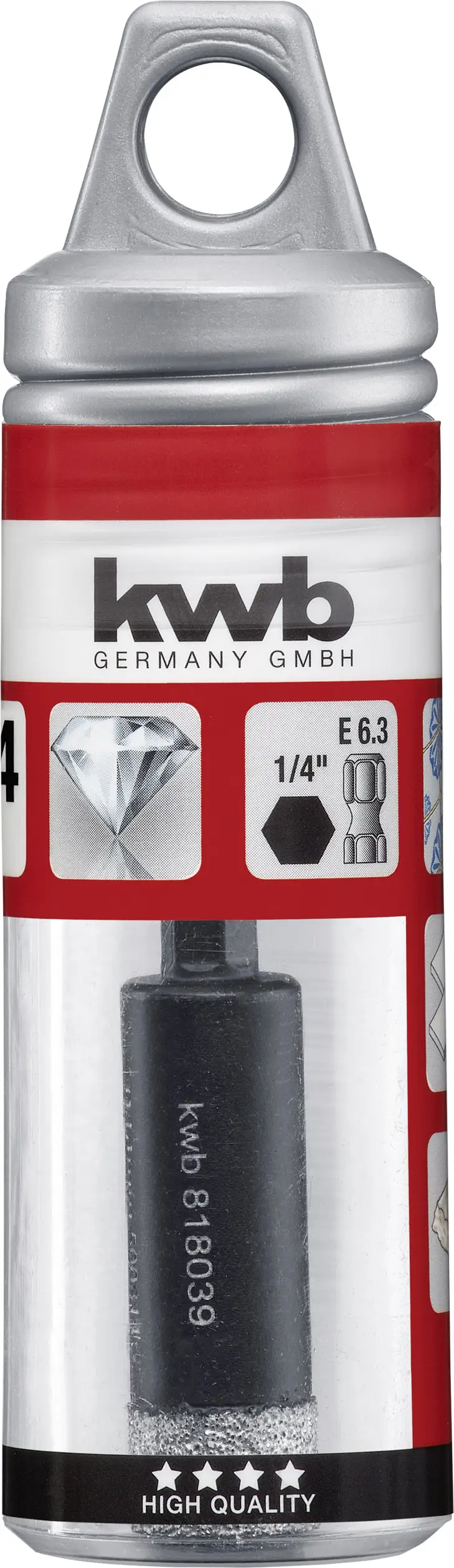 Сверло керамическое kwb 500314, 14 мм (1/4 дюйма, 6,3 мм), шестигранный хвостовик, 1 шт.