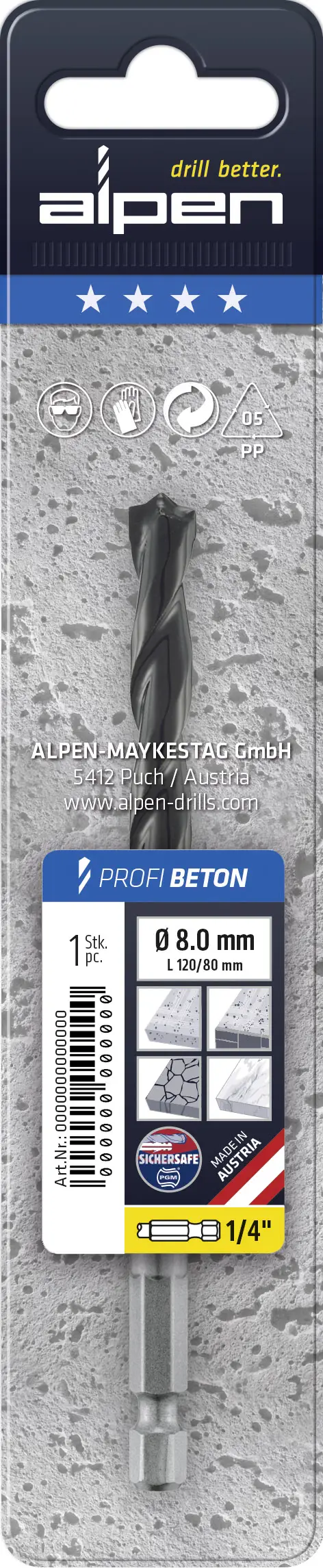Сверло по бетону Alpen 0018901000100 10 мм, 1 шт.