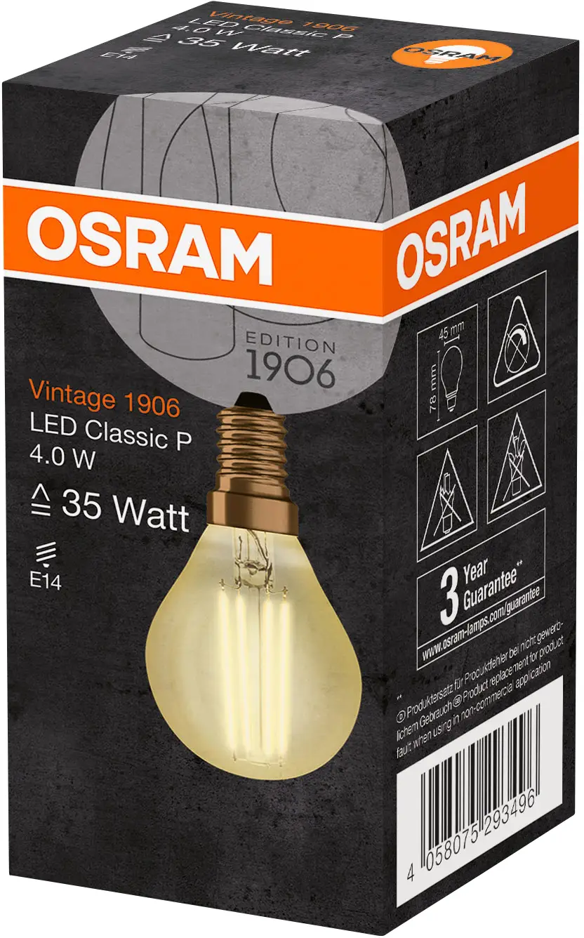 Светодиодная лампа OSRAM HOMELIGHTING 4058075293496 E14 4 Вт = 35 Вт 420 лм теплый белый свет 1 шт.
