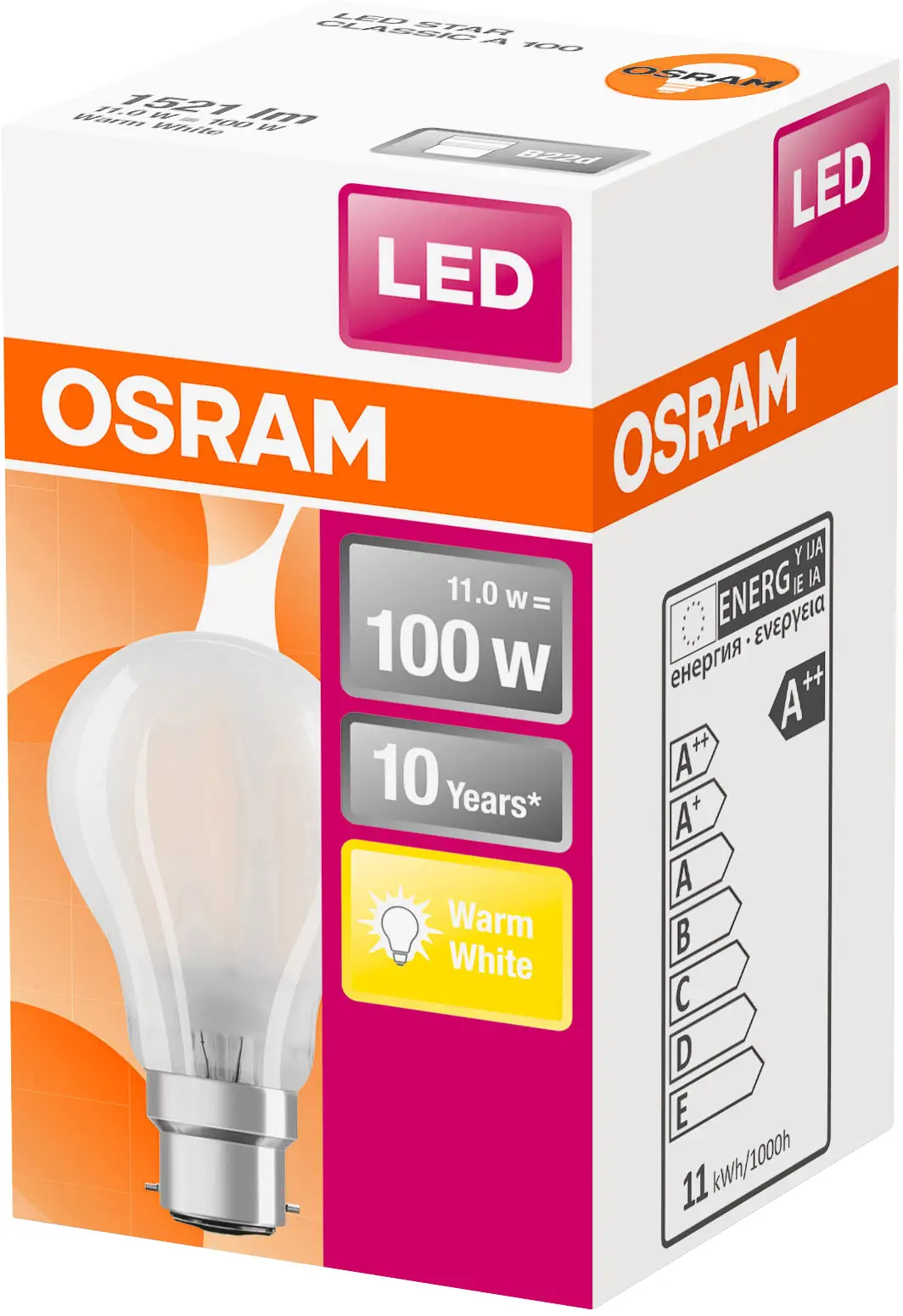 Світлодіодна лампа OSRAM HOMELIGHTING 4058075124684 B22d 11 Вт = 100 Вт 1521 Лм теплий білий 1 шт.