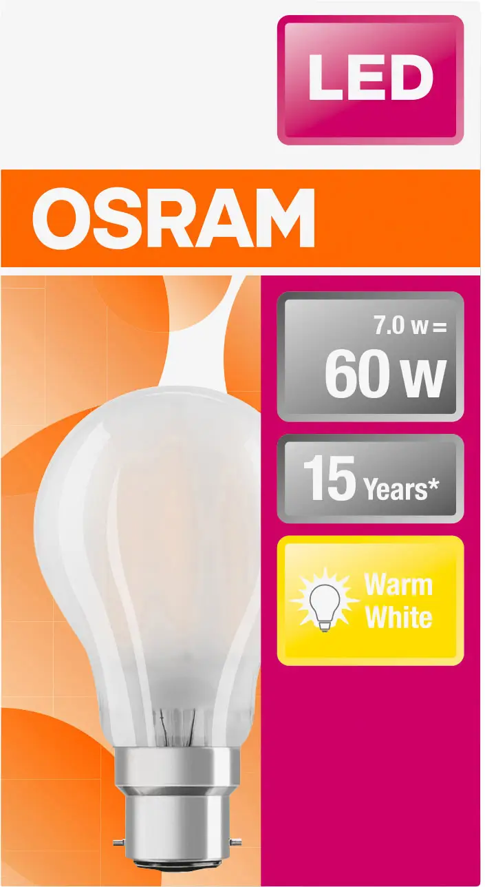 Світлодіодна лампа OSRAM HOMELIGHTING 4058075114913 B22d 6,5 Вт = 60 Вт 806 лм теплий білий 1 шт.