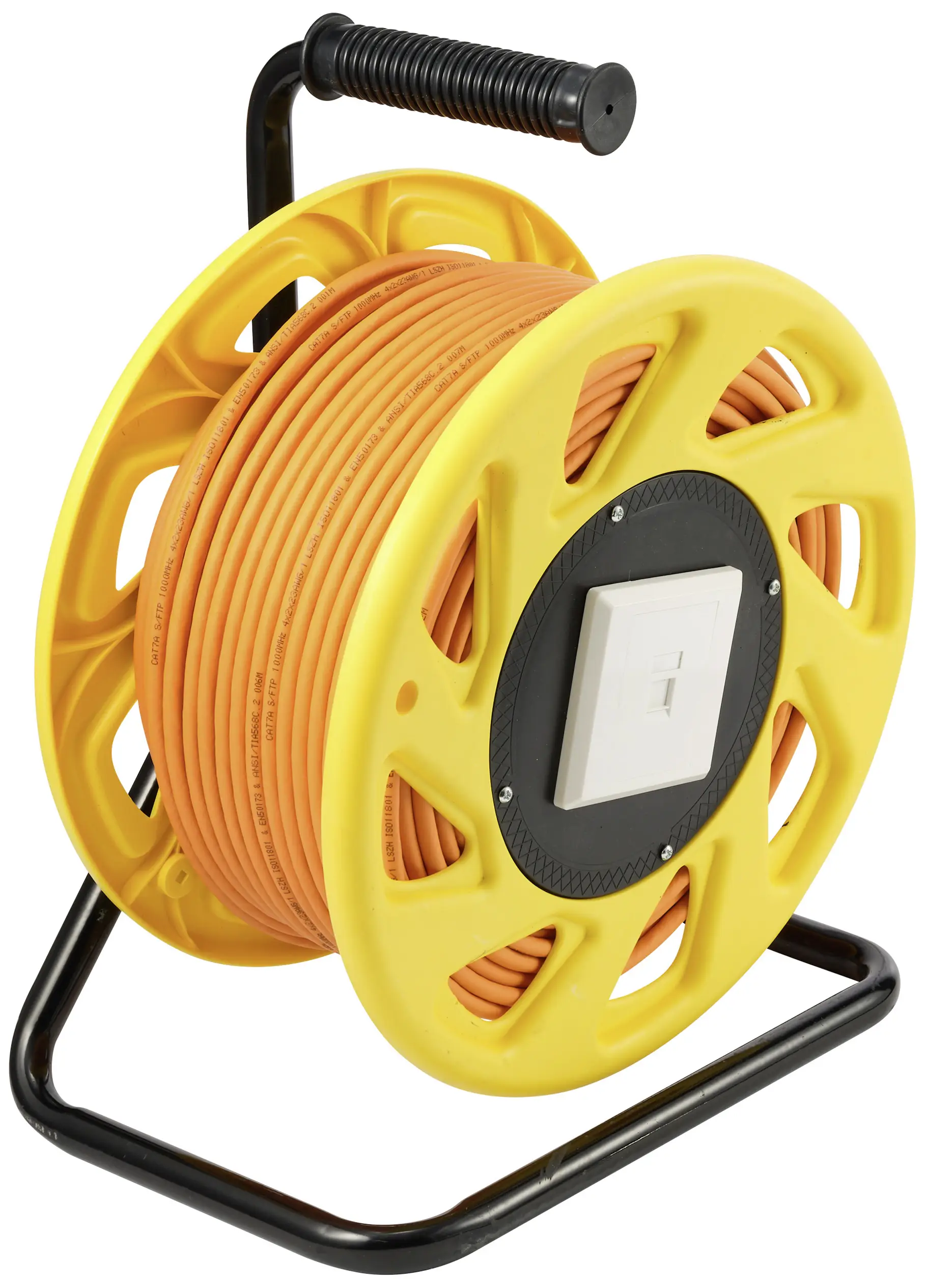 Кабель Renkforce RJ45 LAN на барабані CAT 7a S/FTP 90.00 м, помаранчевий, круглий