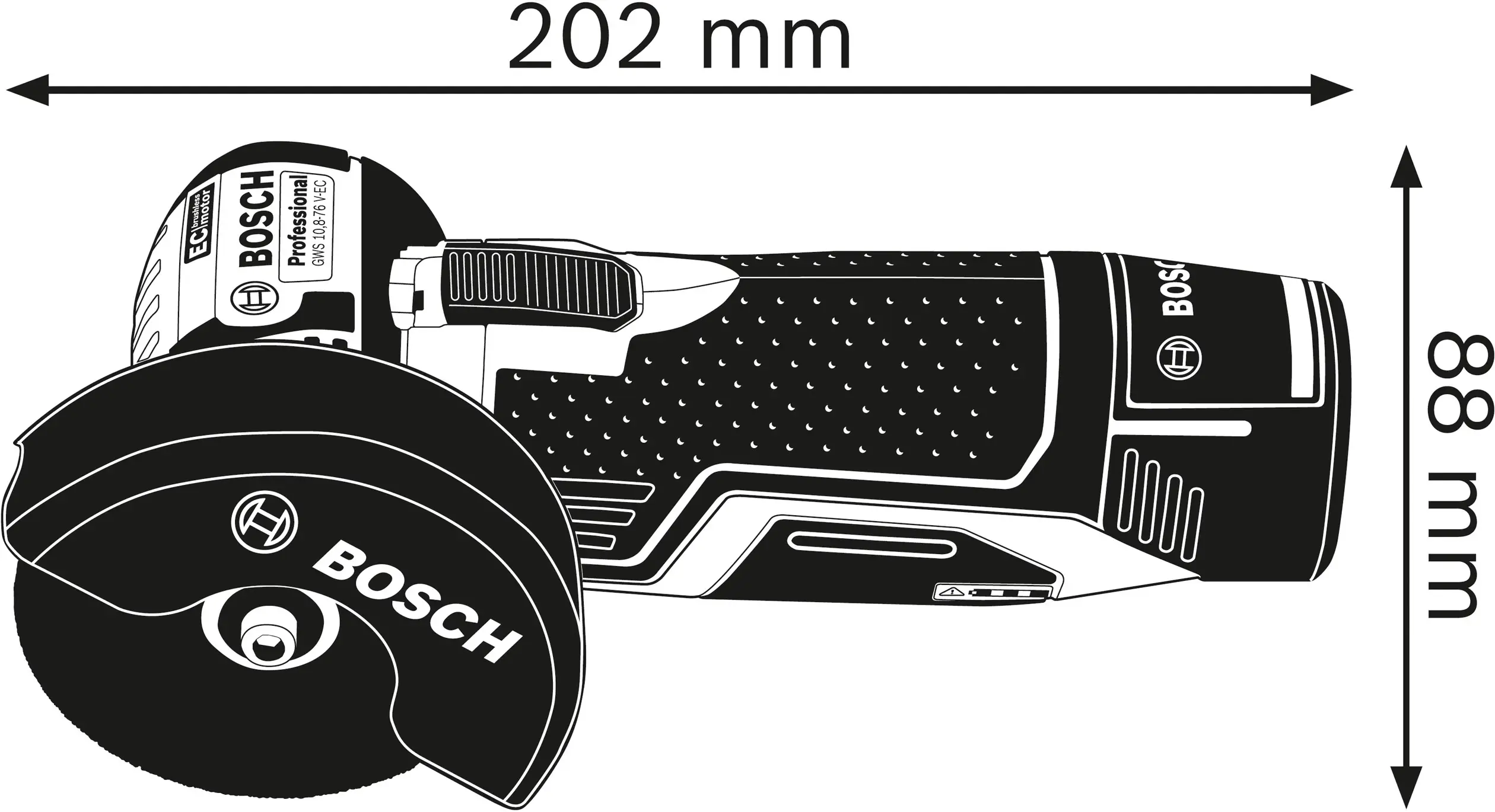 Аккумуляторная угловая шлифовальная машина Bosch Professional GWS 12V-76 (2 x GBA 2.0Ah, GAL12V-20) 06019F200C