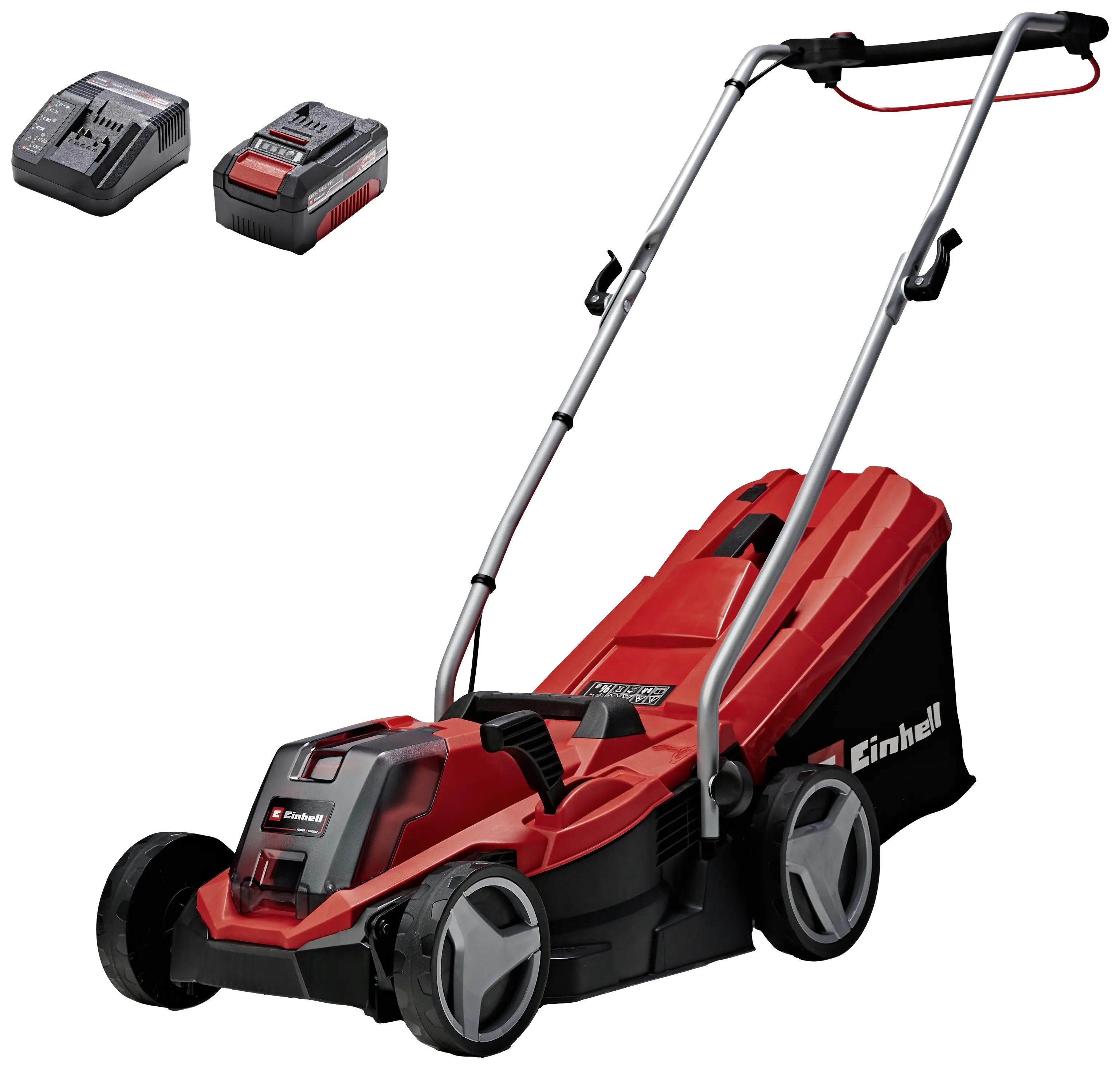 Акумуляторна газонокосарка Einhell Power X-Change GE-CM 18/33 Li (1x4.0Ah) із зарядним пристроєм, включаючи акумулятор 18 В. Макси