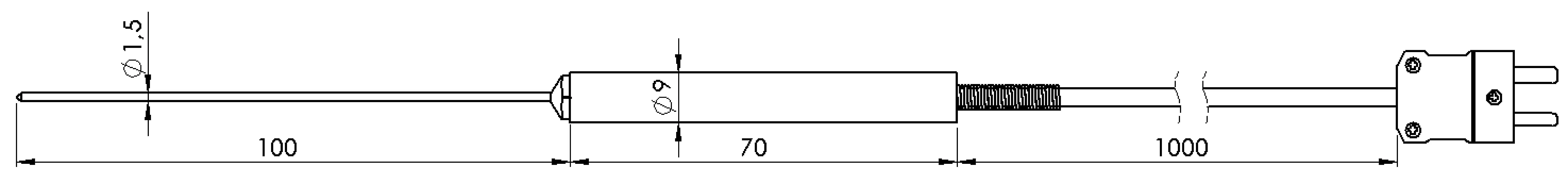Greisinger GES20-K-1-L01 Пищевой зонд от -65 до +550 °C Тип датчика K