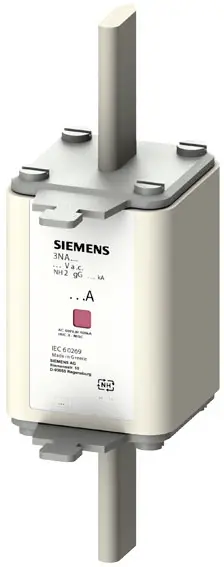 Запобіжник Siemens 3NA7240 з механічним індикатором стану. Розмір запобіжника = 2200 A 500 В змінного струму, 440 В постійного стр