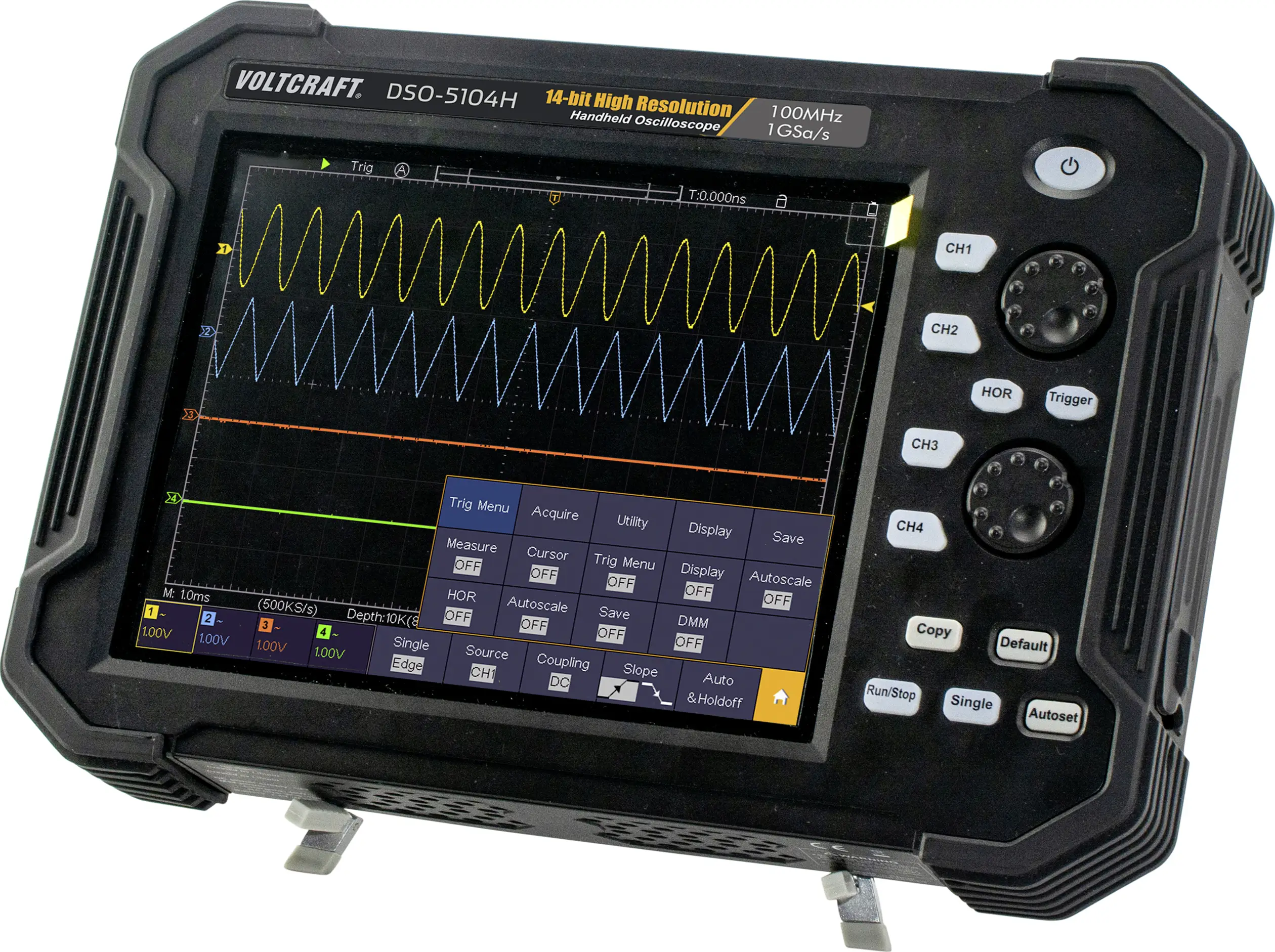 Осциллограф VOLTCRAFT DSO-5104H, 100 МГц, 4 канала, 1 Гвыб/с, 40 Мточек, 14 бит