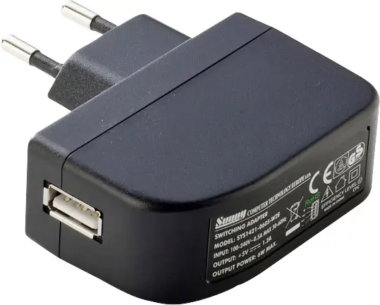 Блок живлення Dehner Elektronik SYS 1638-0605-W2E (європейський USB-роз'єм) 1,2 A 6 Вт, постійна напруга